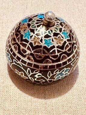 Vintage | Trinket Box | Hand-Painted Turquoise & Black Decorative Trinket Box